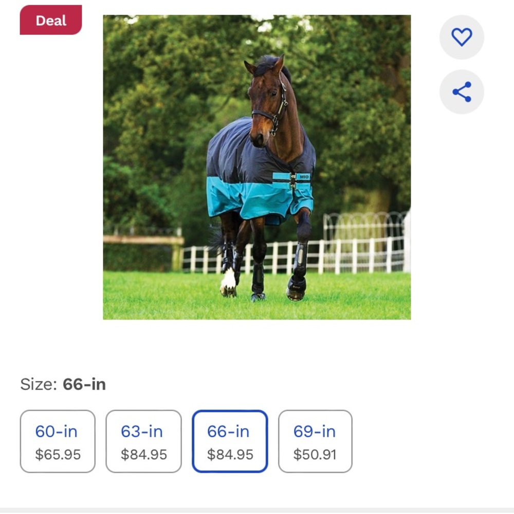 Pony rain sheet/turnout sheet.  New with tags.  Mio 66”